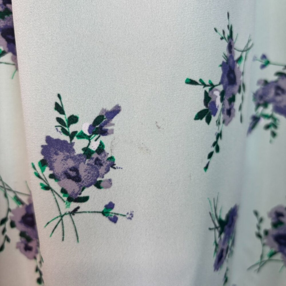 LOFT Tank Top Medium Mint Green Purple Floral Sheer Sleeveless Blouse Women's - Picture 3 of 13